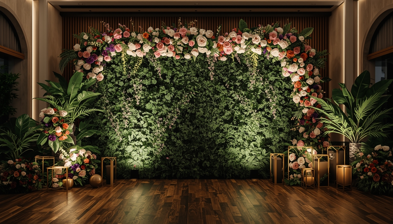 Whrixxenaghex event photo zone backdrop with elegant decor